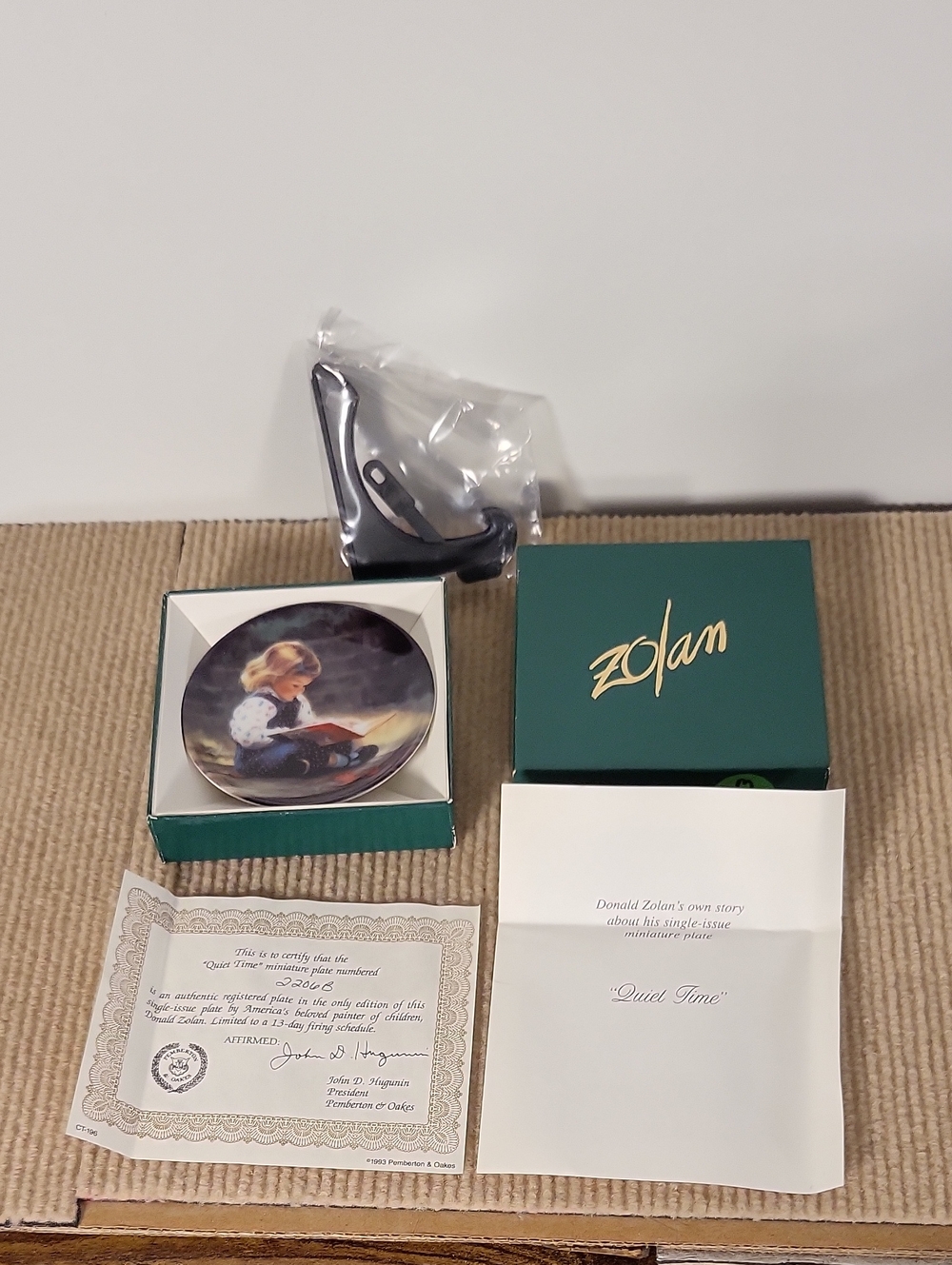 Donald Zolan " Quiet Time" Miniature Collector Plate